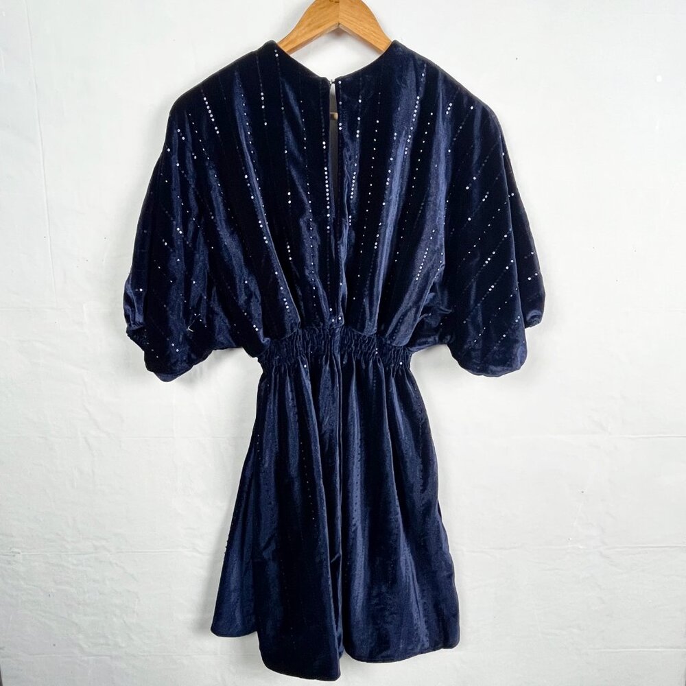 2/$30 NWT Taylor V-Neck Velvet Sequin Navy Dress Small - Picture 6 of 6